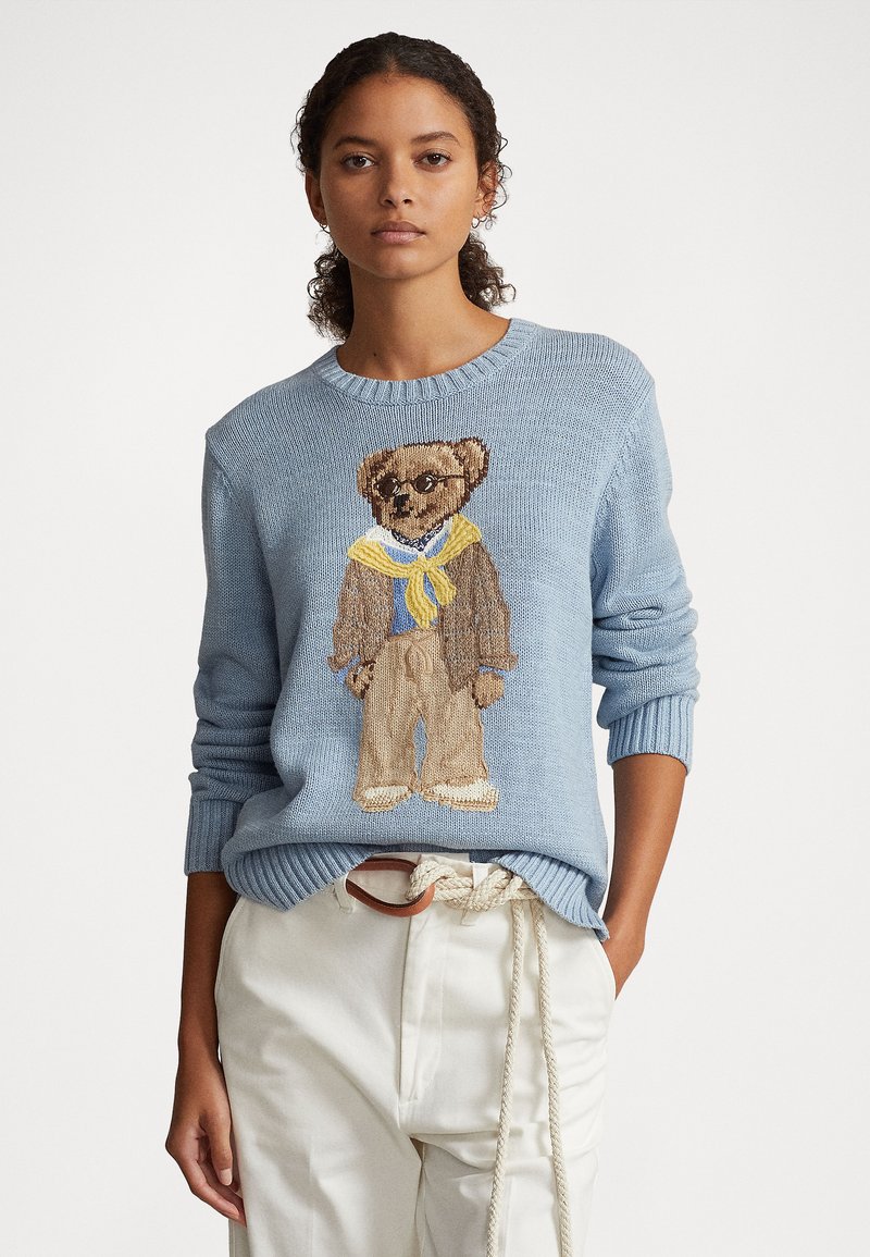 Polo Ralph Lauren BEAR LONG SLEEVE Pullover chambray marl/multicolore ZALANDO.FR