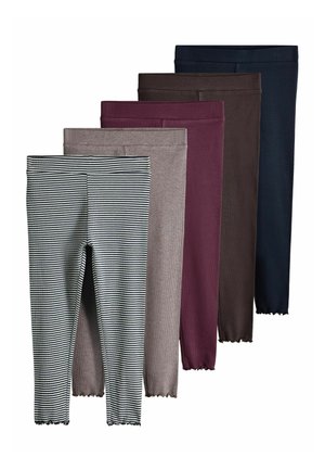 THE SET, 5 PACK RIB JERSEY LEGGINGS - Leggings - Hosen - blue navy stripe cream burgandy red