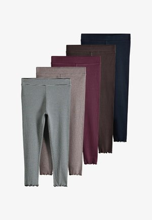 THE SET, 5 PACK RIB JERSEY LEGGINGS - Leggings - blue navy stripe cream burgandy red