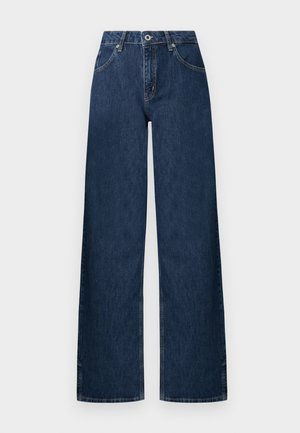 Karl Lagerfeld Jeans, MID-RISE RELAXED SPLIT-HEM - Wide leg - washed dark blue