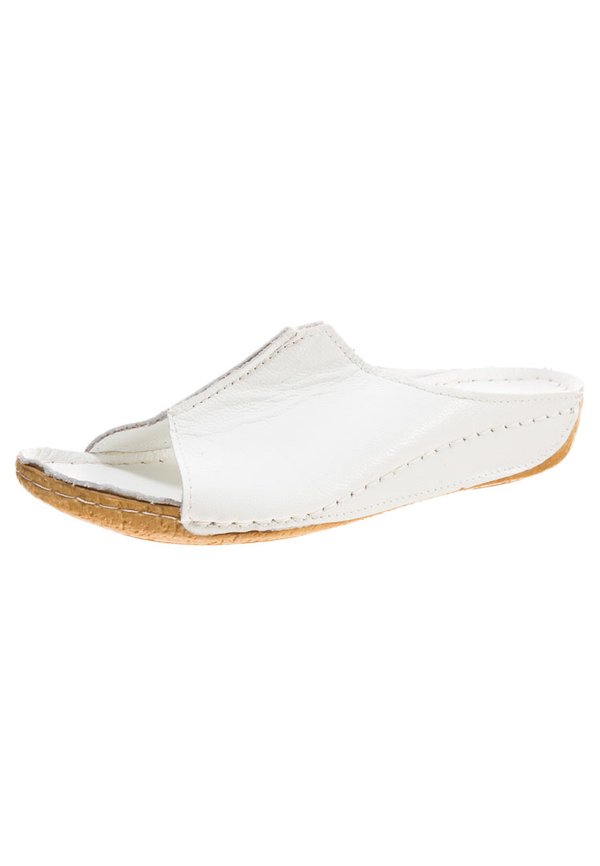 Pantolette flach - weiß