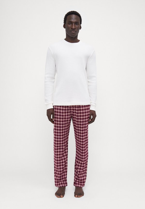 Long-Sleeve Waffle T-Shirt & Flannel Pajama Pants Set - Pyjama