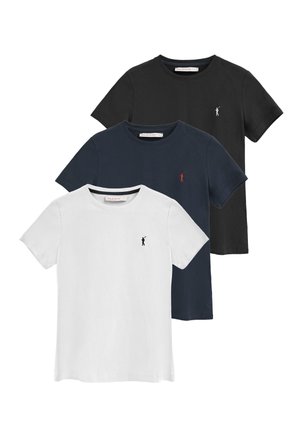 SHORT SLEEVE REGULAR FIT PACK 3  - T-shirt basic - white-navy-black
