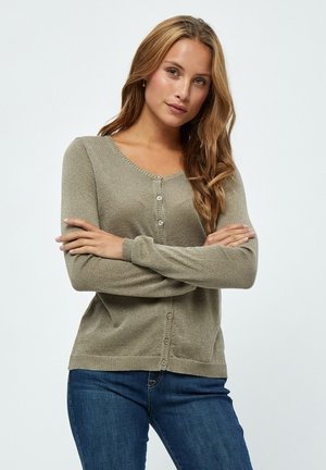 MINEW LAURA CARDIGAN - Adīta jaka - wood smoke lurex
