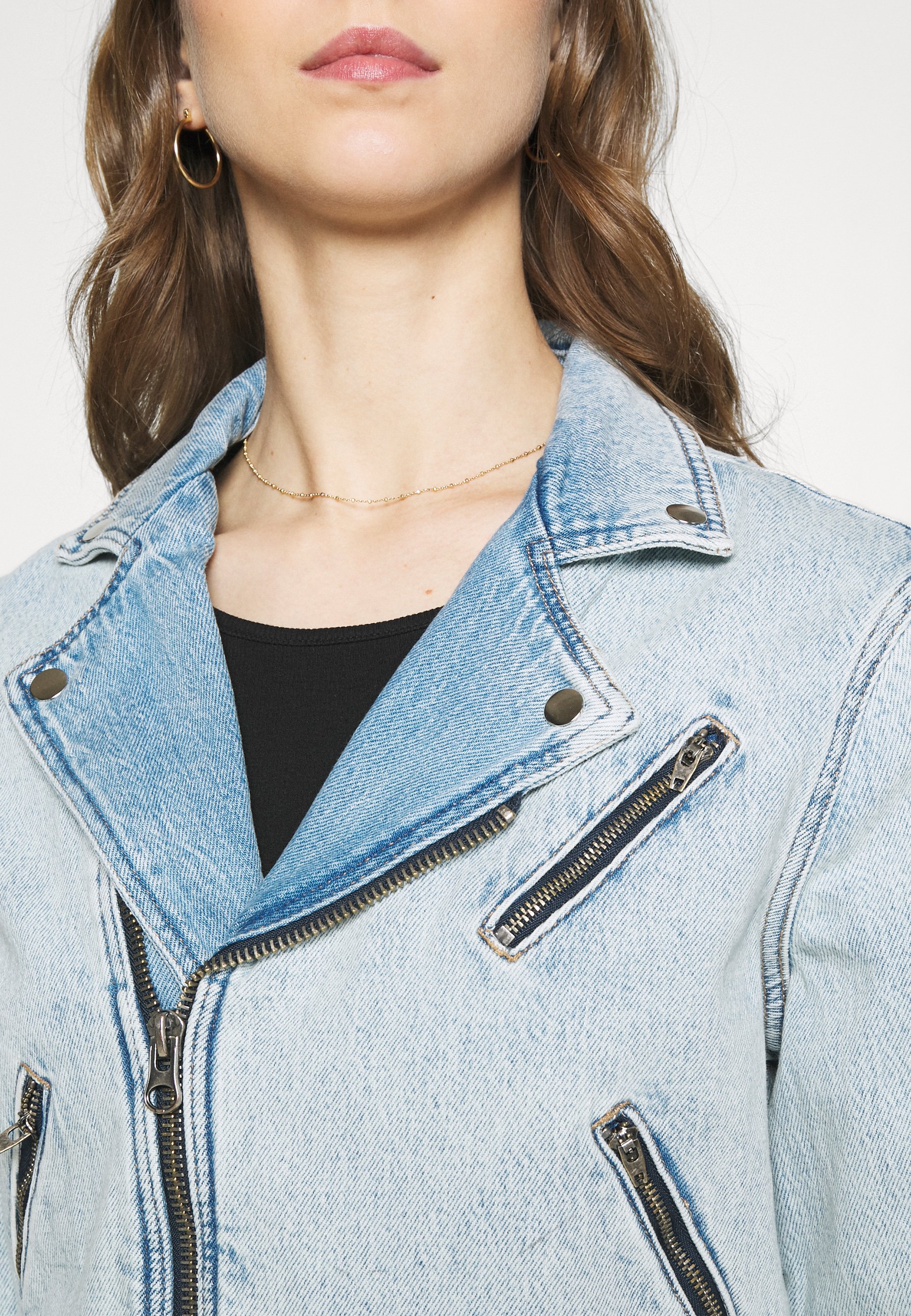 light blue biker jacket