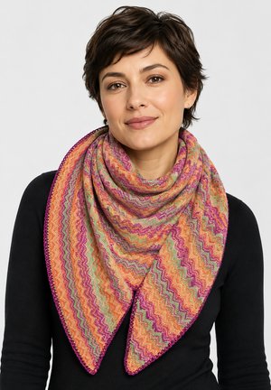 Faera, LEICHTER DREIECKSSCHAL ZICKZACKMUSTER ZIERKANTE MODISCH - Foulard - rot