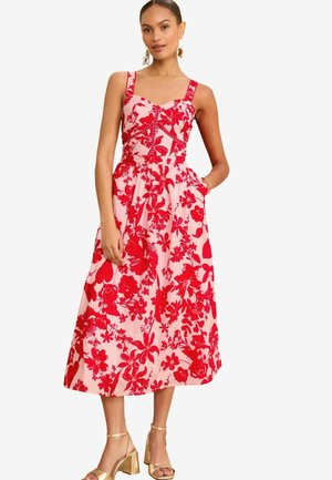 Love & Roses MIDI REGULAR FIT - Freizeitkleid - pink and red floral