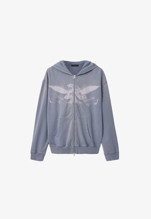 AllSaints, AETERNA ZIP THROUGH - Majica s kapuljačom i patentnim zatvaračem - slatewash blue