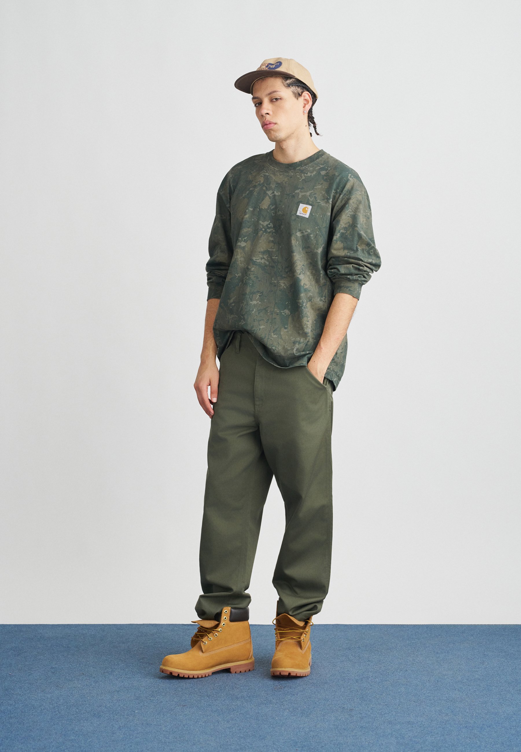 Carhartt WIP SIMPLE PANT DENISON - Trousers - leaf rinsed/khaki
