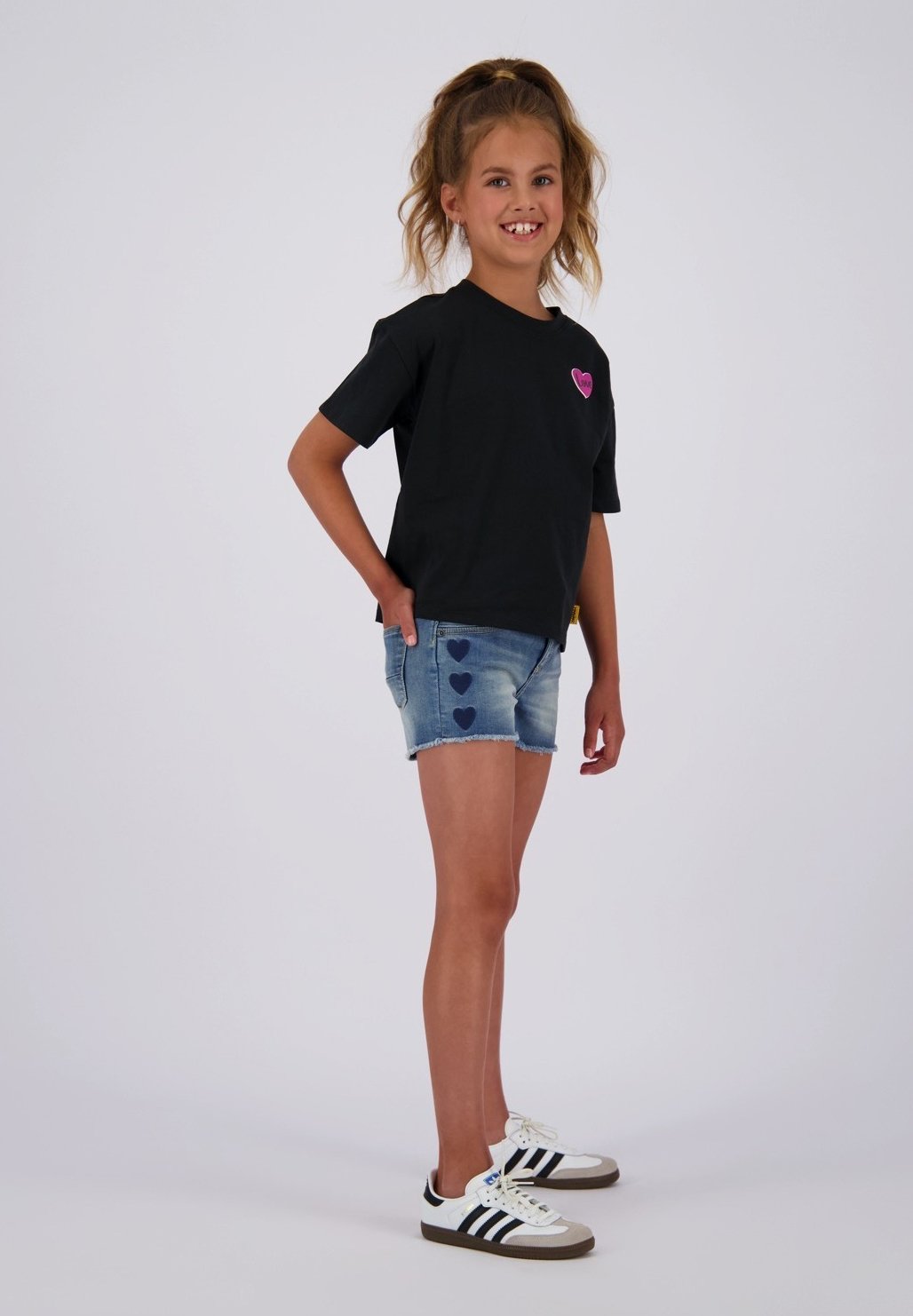 Vingino DAFINA HEART Shorts di jeans mid blue wash/blu