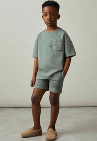 Reiss REISS TANE COTTON PALM-EMBROIDERY OVERSIZE T-SHIRT - Printtipaita - washed sage
