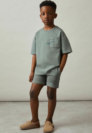 Reiss REISS TANE COTTON PALM-EMBROIDERY OVERSIZE T-SHIRT - Printtipaita - washed sage