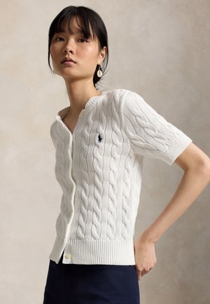 Polo Ralph Lauren CABLE KNIT COTTON SHORT SLEEVE CARDIGAN - Cardigan - white