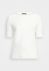 STRETCH COTTON BOATNECK TOP - T-shirt basic - white