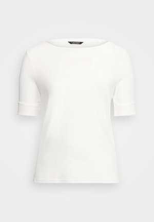 Lauren Ralph Lauren Woman STRETCH COTTON BOATNECK TOP - T-shirt basic - white