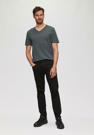 MET V-HALS EN SLUBSTRUCTUUR - T-Shirt basic - schiefergrau