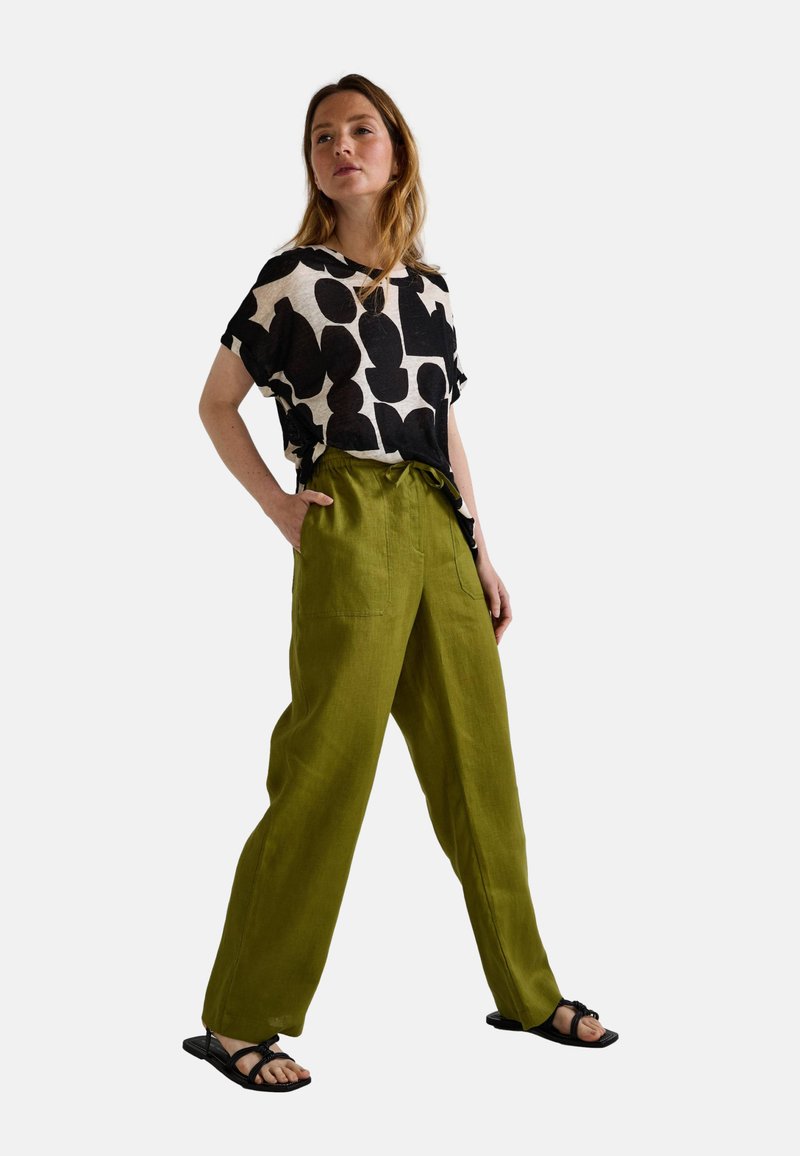 Monoprix TAILLE SEMI-ÉLASTIQUÉE UNI EN - Pantalon classique - guacamole