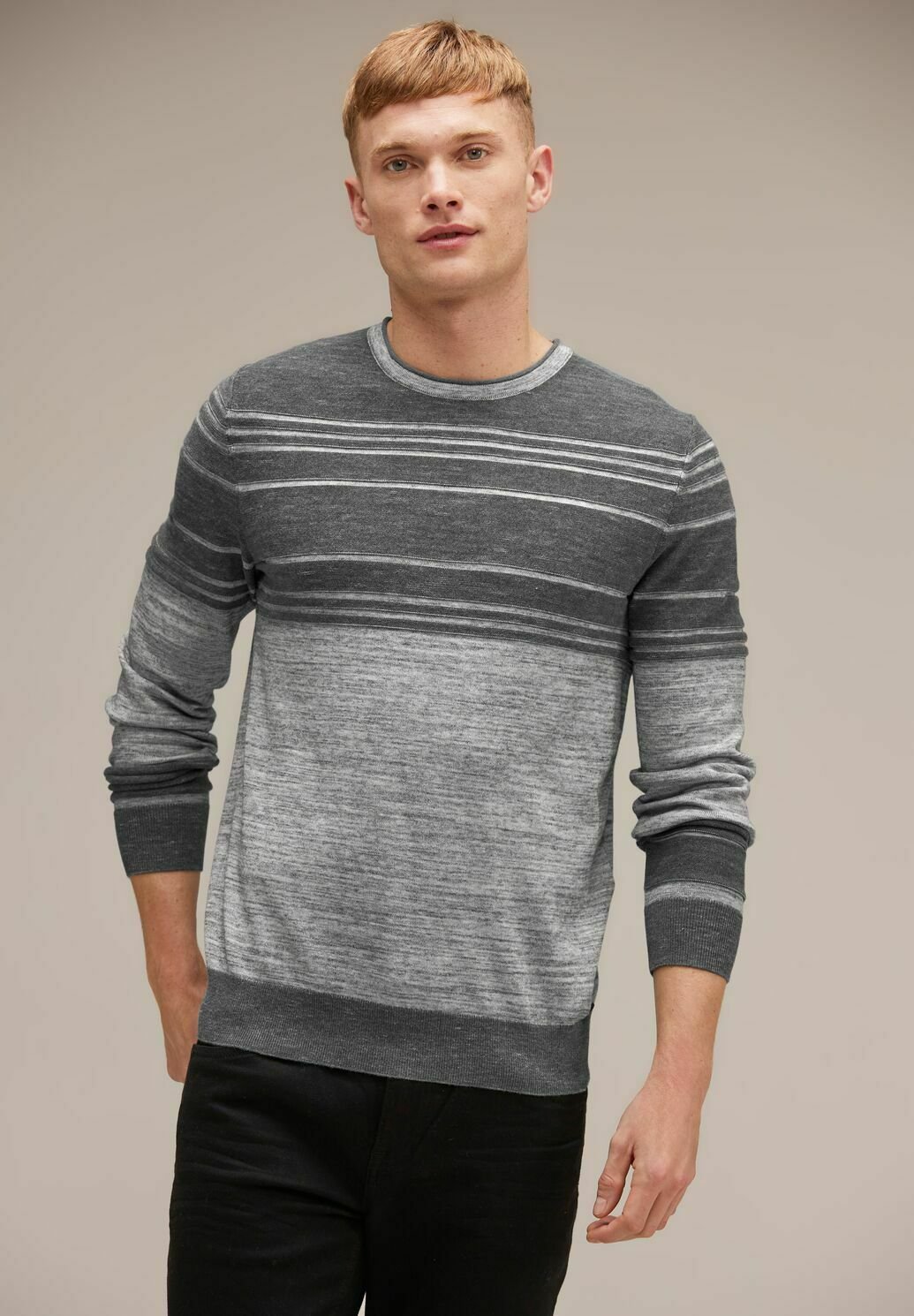 Street One MEN Strickpullover grau/grau-meliert