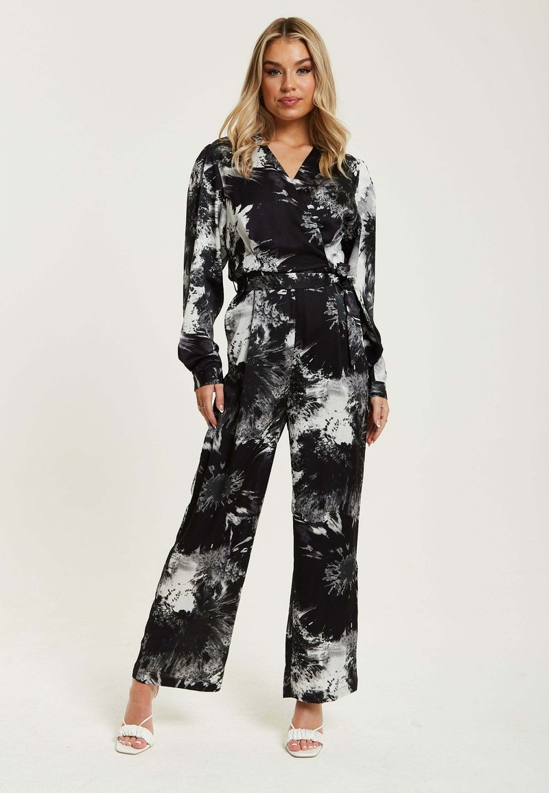 Liquorish MONO ABSTRACT PRINT WITH LONG SLEEVES - Jumpsuit - black