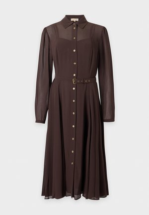 MICHAEL Michael Kors, LS GGT SHIRT DRESS - Риза-рокля - chocolate