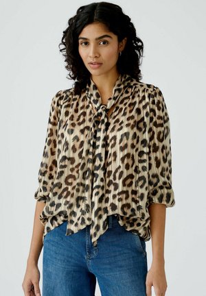 Oui LEO PRINT - Bluse - camel grey