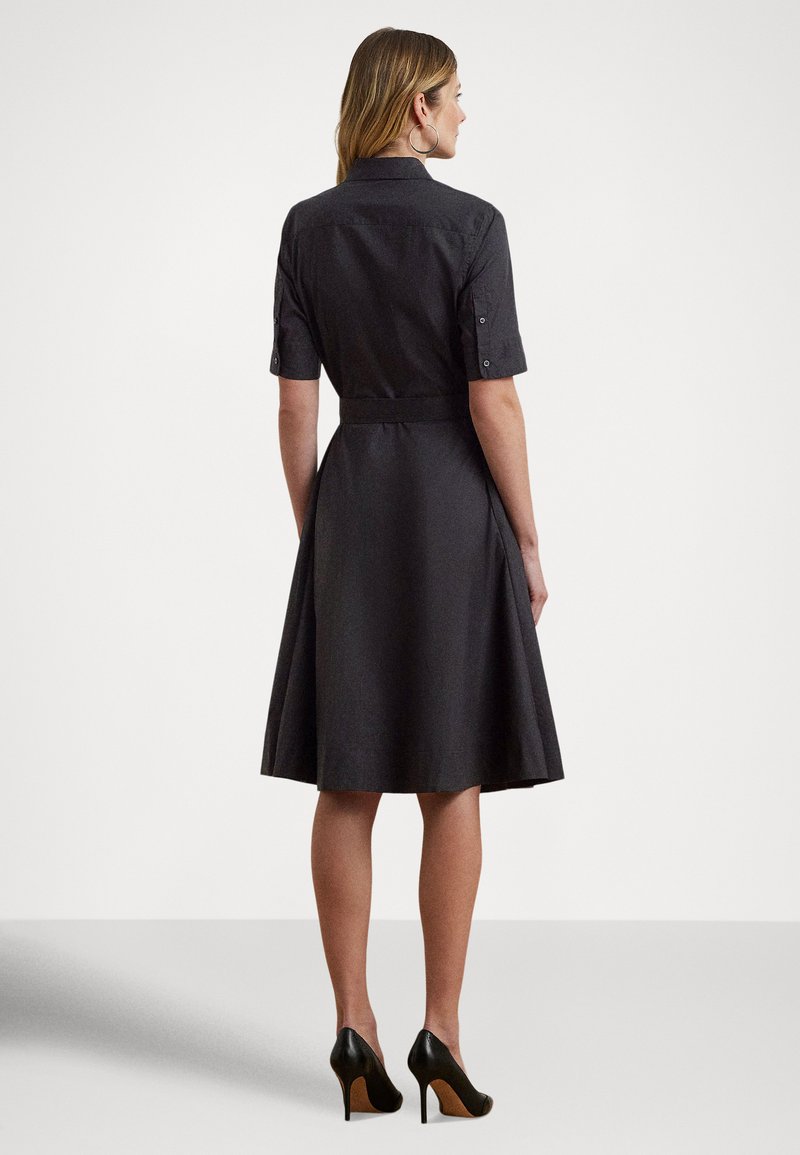 Lauren Ralph Lauren BELTED COTTON-BLEND SHIRTDRESS - Shirt dress - black/ black - Zalando.ie