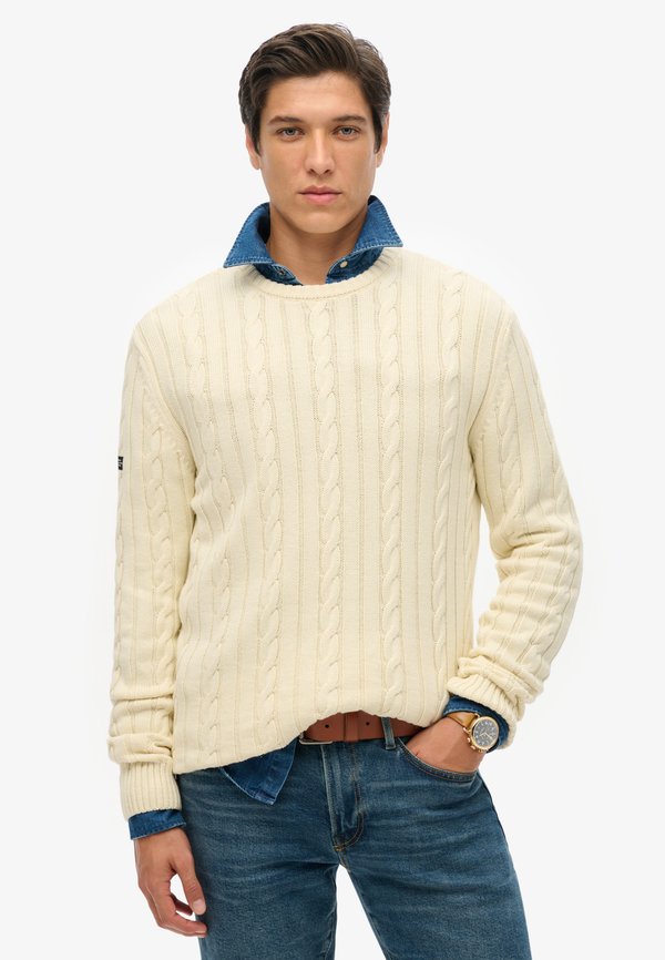 CLASSIC CABLE CREW - Strickpullover - cream