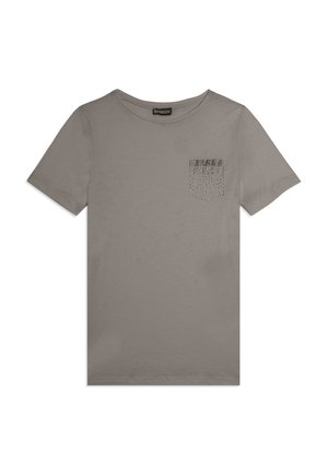 CORTA CON STRASS A FORMA DI TASCHINO  - T-shirt con stampa - light grey