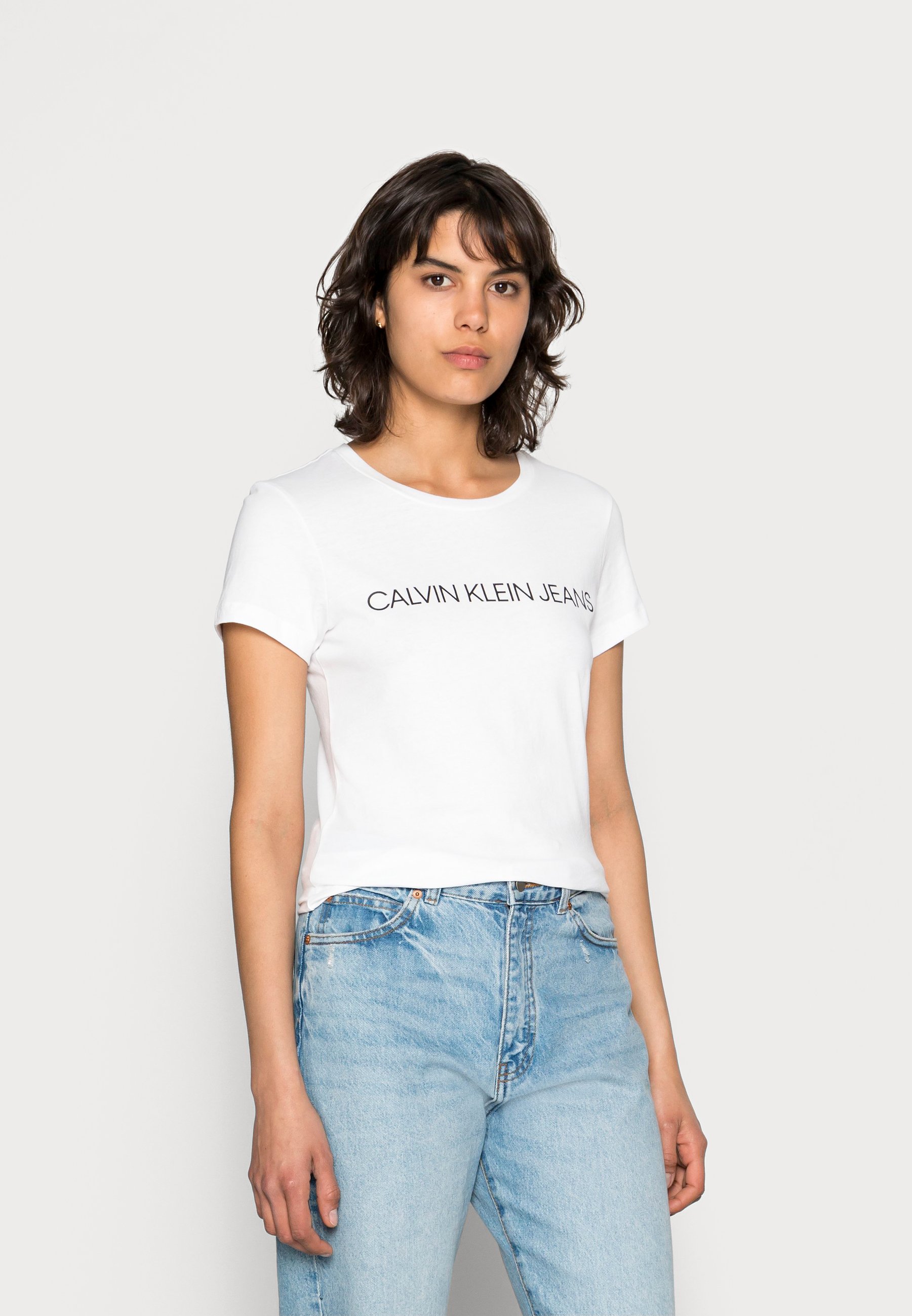 Calvin Klein Jeans INSTITUTIONAL LOGO TEE - Print T-shirt - bright  white/white 