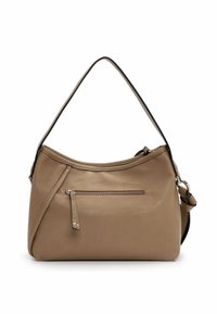 Borsa hobo in pelle color cuoio con un lato testurizzato, design curvo e tasca con cerniera. Caratterizzata da una maniglia singola e un manico rimovibile.
