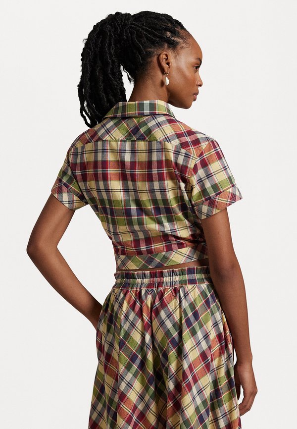 CROPPED PLAID COTTON TIE FRONT TOP - Button-down blouse4