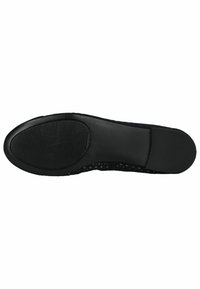 Sole di scarpa nera con un'area centrale liscia e motivi testurizzati ai bordi, progettata per una migliore aderenza. Taglia indicata come 37.