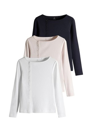 THE SET, 3 PACK ASYMMETRIC BUTTON THROUGH LONG SLEEVE TOPS - Cardigan - navy pink white