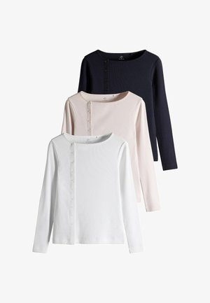 THE SET, 3 PACK ASYMMETRIC BUTTON THROUGH LONG SLEEVE TOPS - Cardigan - navy pink white
