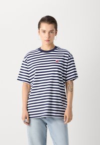 Scotch & Soda CORE THE FREE SPIRIT PEACE BIRD  - Print T-shirt - navy/white