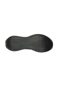 Suela de zapato de goma negra con un patrón texturizado y un borde ondulado, diseñada para ofrecer agarre y durabilidad. Acabado suave con detalles elevados.