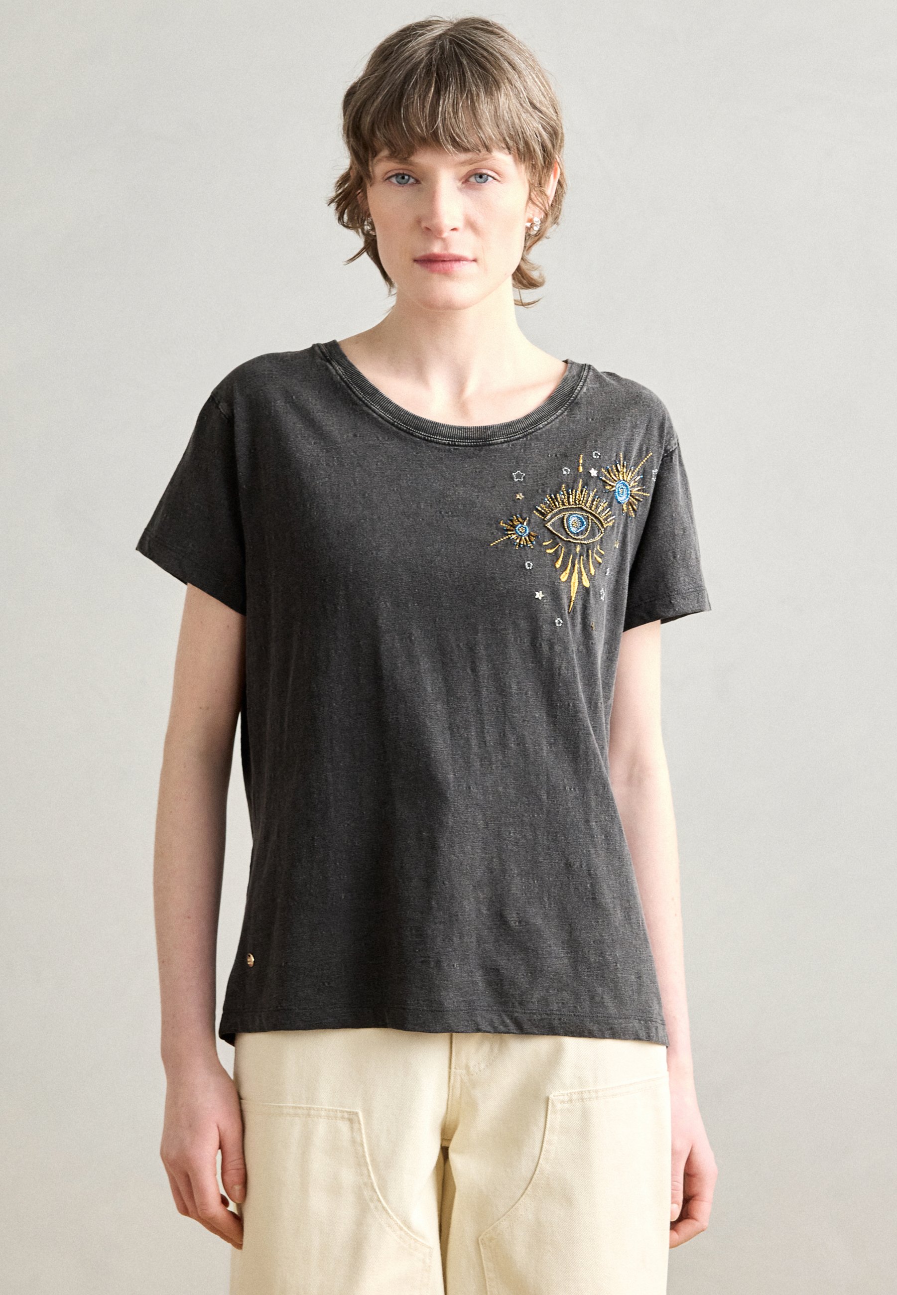 売れ筋商品|||モス モッシュ Tシャツ レディース トップス DECO TEE - Print T-shirt - salute navy Mos Mosh DECO TEE - T-Shirt print - salute navy/dunkelblau