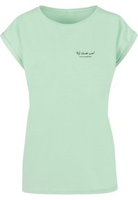 Merchcode LOVE YOURSELF FIRST EXTENDED SHOULDER - T-shirts med print - neo mint