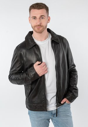 VYLLI - Lederjacke - dark brown