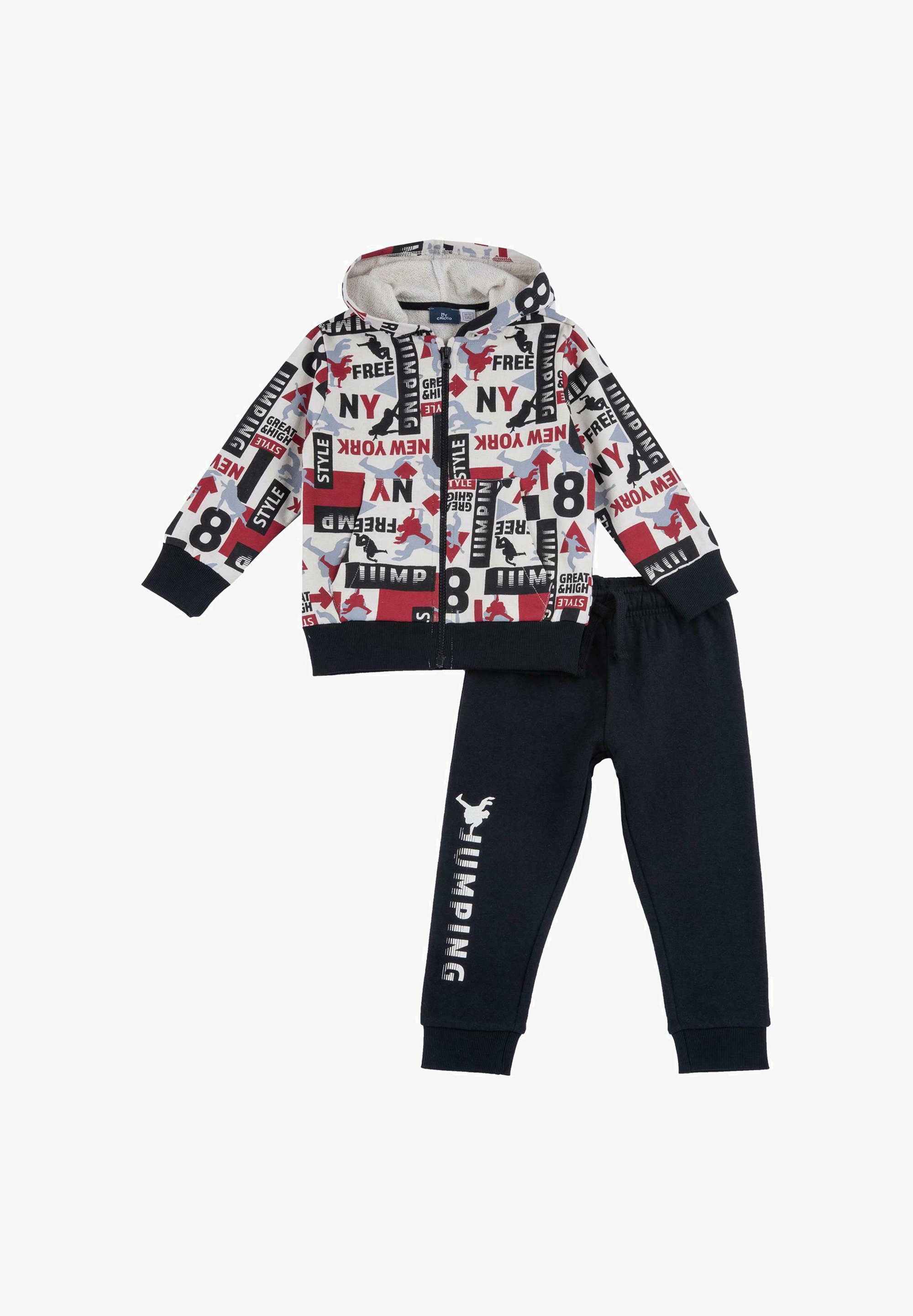 Tuta Completa Chicco Per Bimba – Felpa Grigia Con Maniche Rosse, Stampa Cuore E Bimbe, Pantaloni Abbinati, Taglio Comodo