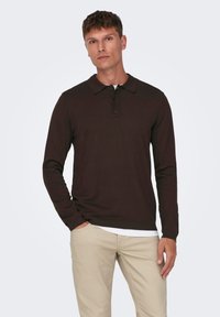Only & Sons WYLER LIFE REG 14 LS NOOS - Polo shirt - braun
