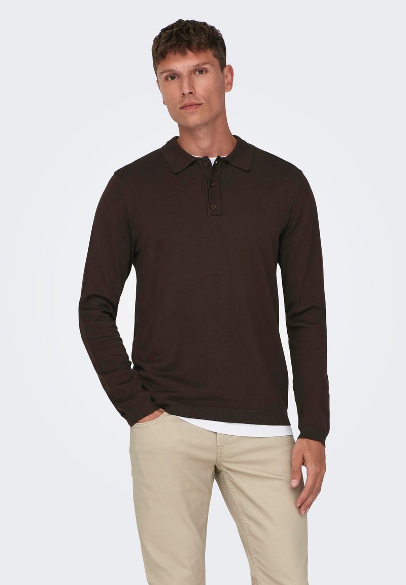 Only & Sons WYLER LIFE REG 14 LS NOOS - Polo shirt - braun