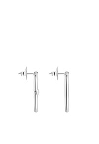 Orecchini a cerchio in argento con un design tubolare elegante. Superficie liscia e finitura lucida, dotati di una chiusura sicura con perno e gancio.