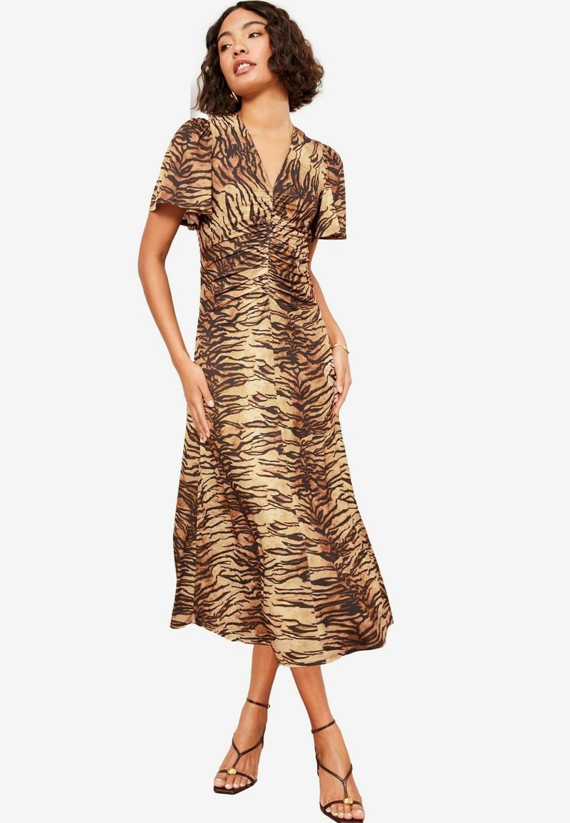 Friends Like These REGULAR FIT RUCHED FRONT MIDI - Jerseykleid - brown