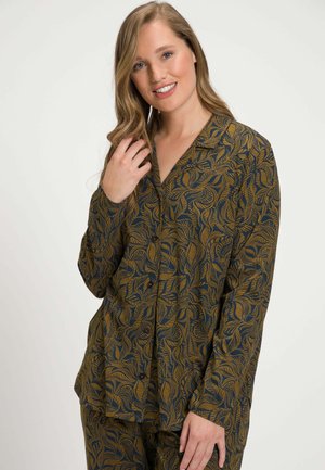 Ulla Popken SLINKY-WELLEN A-LINIE V-AUSSCHNITT 3/4-ARM - Maglietta a manica lunga - dark beige/beige