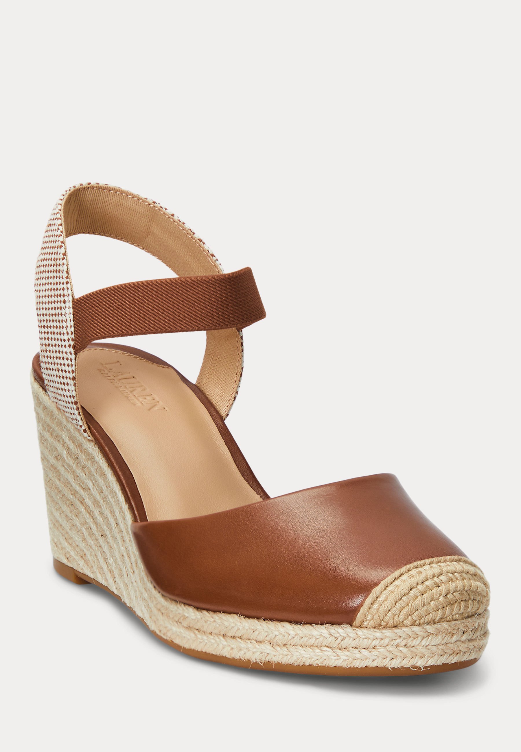 Lauren Ralph Lauren PEARLE II LEATHER \u0026 CANVAS ESPADRILLE - Espadrilles -  deep saddle tan/tan - Zalando.co.uk