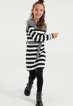 GESTREEPTE MET CEINTUUR - Jerseykleid - black