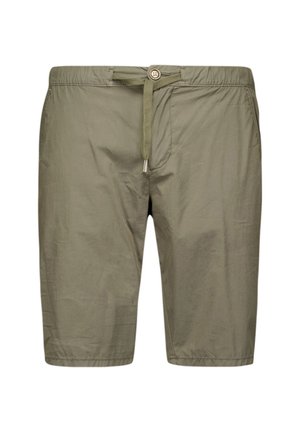 Olijfgroene shorts van lichtgewicht stof, met een trekkoord in de taille, een ontspannen pasvorm, met zijzakken en een soepele textuur.