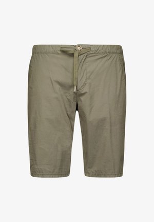 Olijfgroene shorts van lichtgewicht stof, met een trekkoord in de taille, een ontspannen pasvorm, met zijzakken en een soepele textuur.