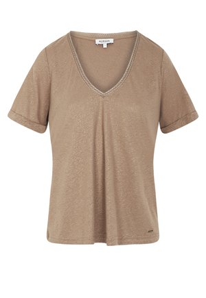 Morgan, MORGAN MORGAN PEARL-EMBELLISHED V-NECK T-SHIRT - T-shirt basique - taupe